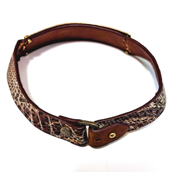 NEW - Vintage Inspired Bold Statement Snakeskin and Brass Choker Necklace - Picture 2 of 4
